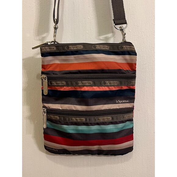 LeSportsac Multicolor Stripe Crossbody Women's Small HandBag Purse Wallet - Picture 2 of 11